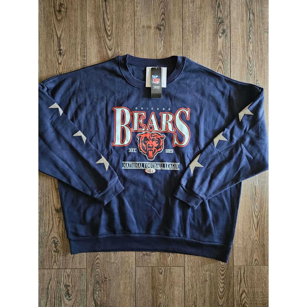 Chicago Bears Gameday Couture Sweatshirt Women's Size L Rhinestone Stars